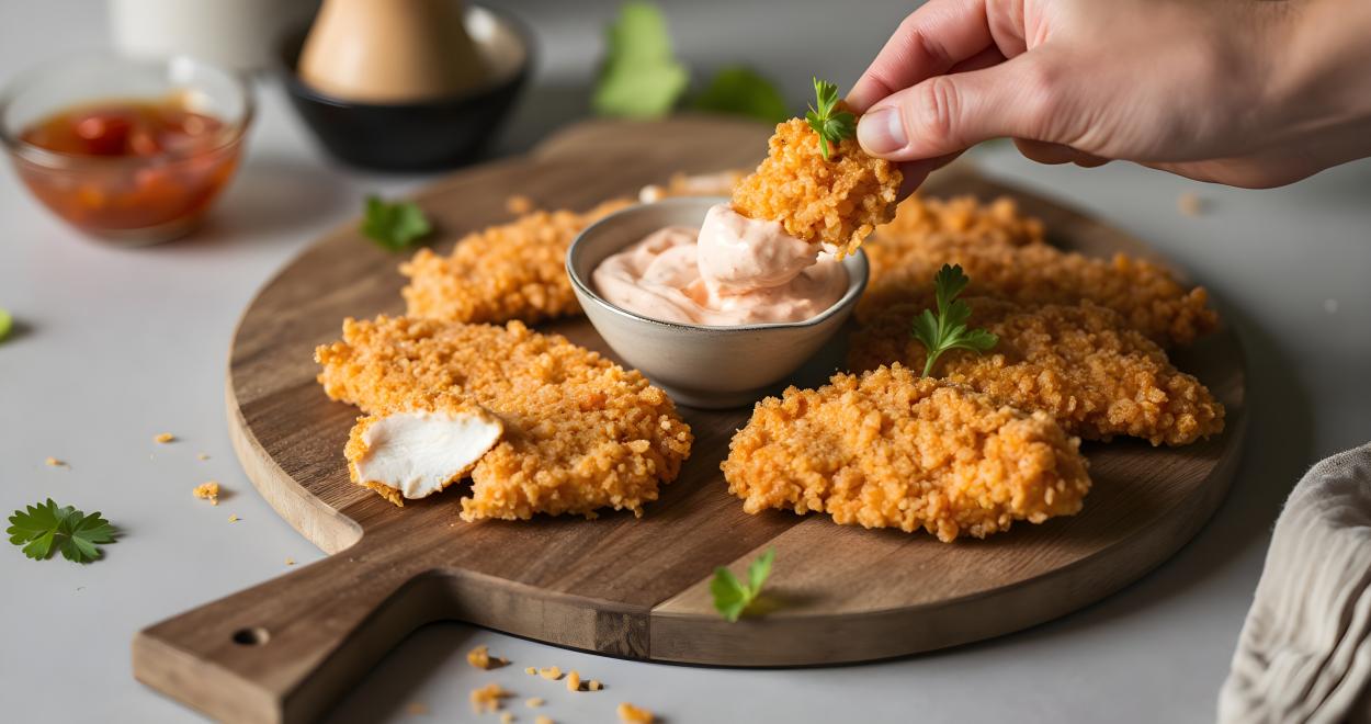 Knusprige Hähnchenstreifen mit Sriracha-Mayo