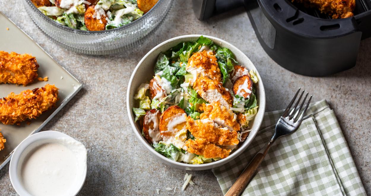 Knuspriger Hähnchen-Caesar-Salat