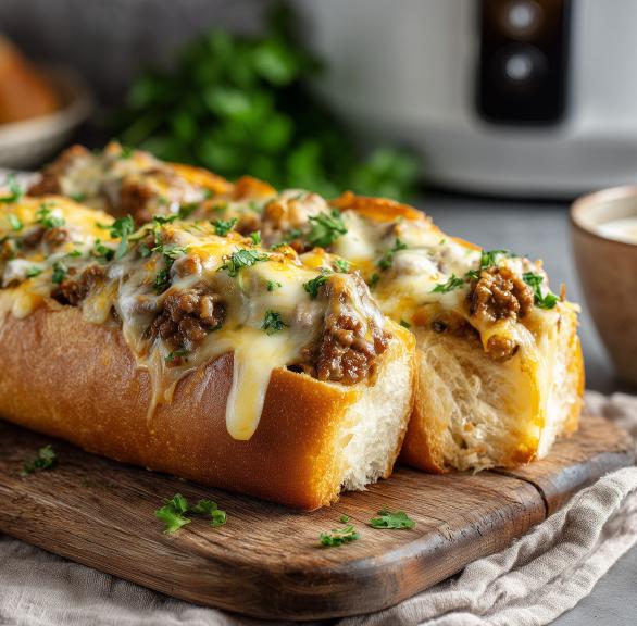 Krosses Hackfleisch-Baguette