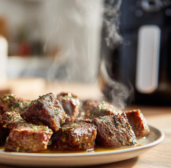 Knoblauch-Steak aus dem Airfryer