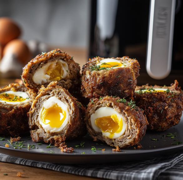 Goldbraune Vogelnester mit Hackfleisch