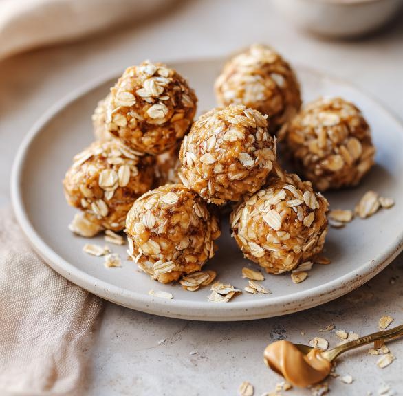 Haferflocken-Bällchen mit Banane und Erdnussbutter