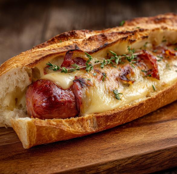 Gefülltes Baguette mit Raclettekäse