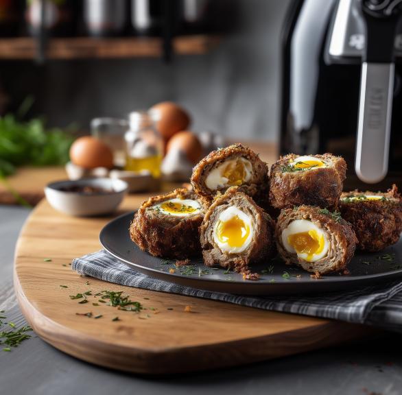 Goldbraune Vogelnester mit Hackfleisch