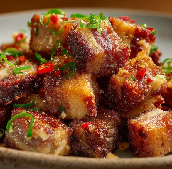 Frittierte Schweinhäppchen mit Chili-Mayonnaise