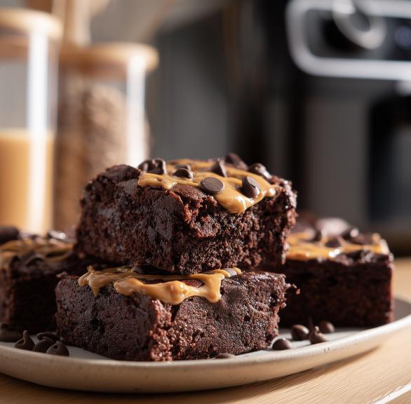 Protein Brownies mit Haferflocken & Erdnussbutter