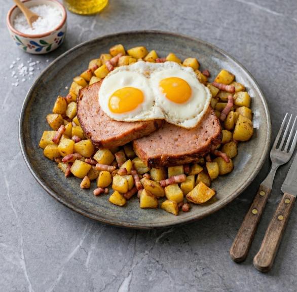 Bratkartoffeln mit Leberkäse