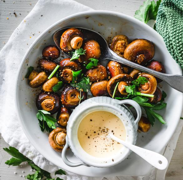 Knoblauch-Champignons wie auf dem Weihnachtsmarkt