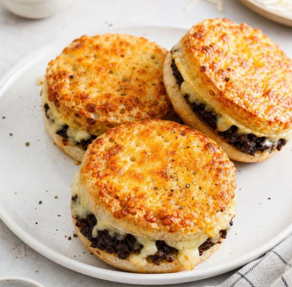 Black Pudding Cheesy Crumpet