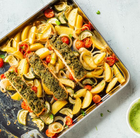 Zarter Lachs mit Kräuterkruste