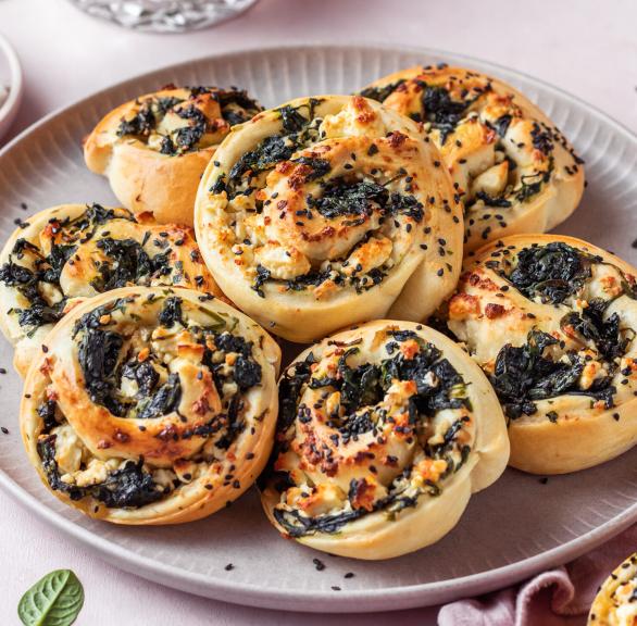 Spinat-Feta-Schnecken mit Blätterteig