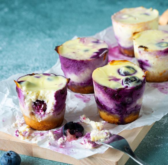 Käsekuchenmuffins mit Blaubeeren