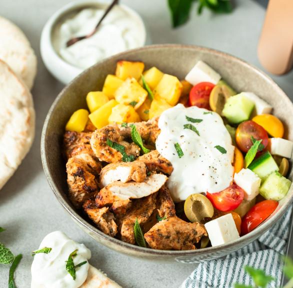 Griechische Chicken Bowl aus dem Airfryer