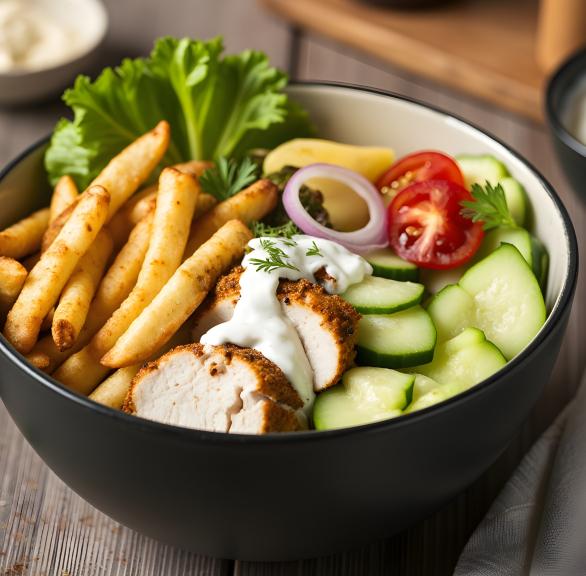 Pommdöner mit Salat & Sauce: Hähnchendöner-Box einfach selber machen