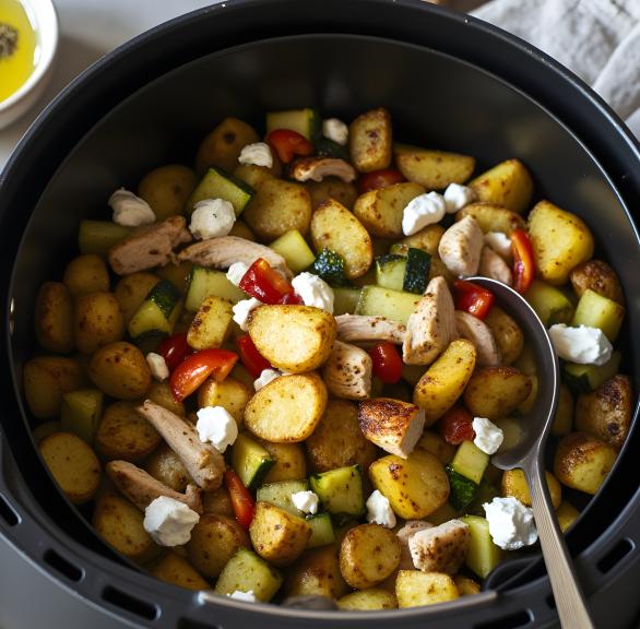 Airfryer Gemüse-Putenpfanne mit Kartoffeln