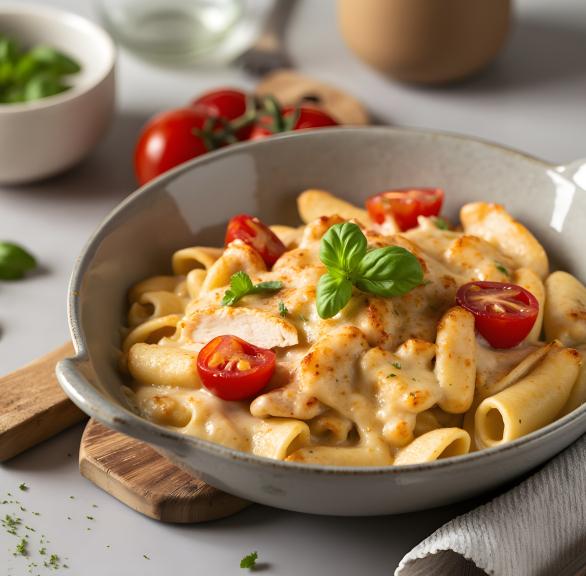 Käsenudeln mit Hähnchen