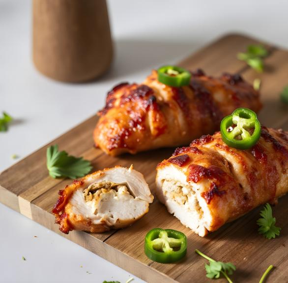 Gefüllte Hähnchenbrust mit Frischkäse und Bacon