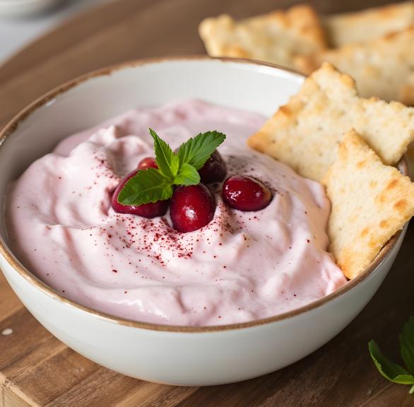 Kirsch-Protein-Dip mit Wrap-Crackern