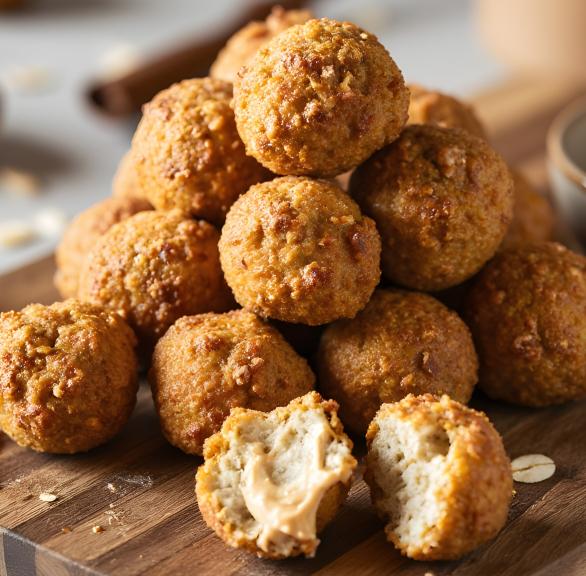 Knusprige Airfryer-Haferflocken-Bällchen mit Banane und Erdnussbutter