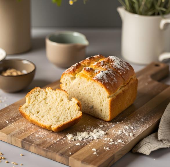 Angeschnittenes Krustenbrot auf einem Holzbrett