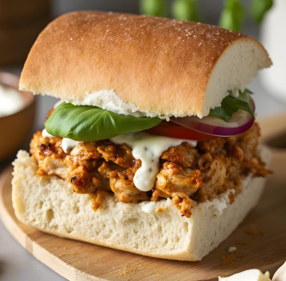 Pulled Chicken Burger aus dem Airfryer
