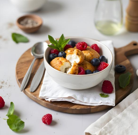 Ricotta-Bällchen mit Beeren