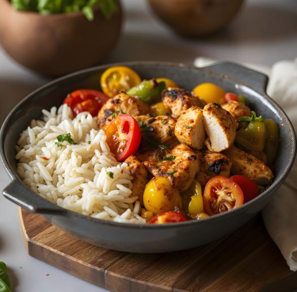 Schnelles Airfryer-Hähnchen mit Reis