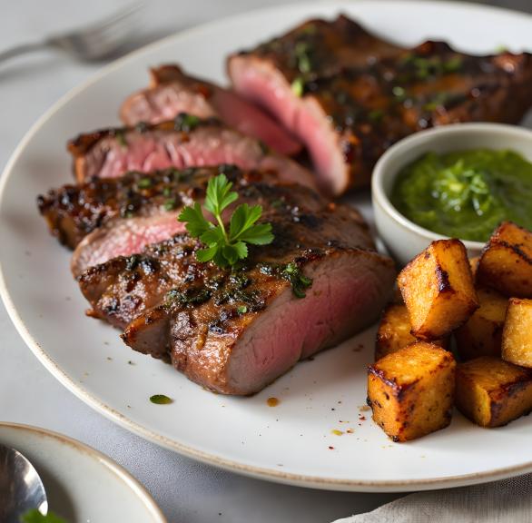 Wagyu-Steak mit Chimichurri und Süßkartoffeln