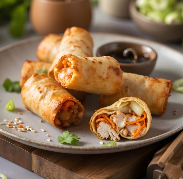Selbst gemachte Hähnchen-Frühlingsrollen aus dem Airfryer