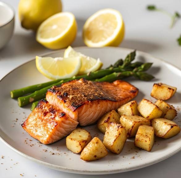 Lachs mit Kartoffeln und Spargel