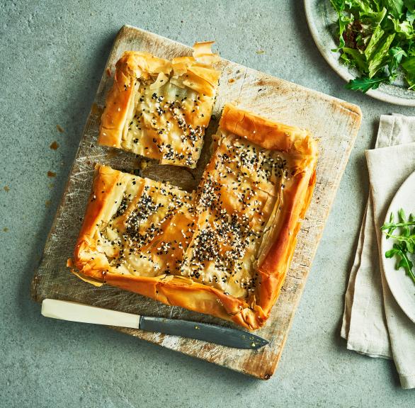 Schnelle Kürbis-Filopizza mit Feta