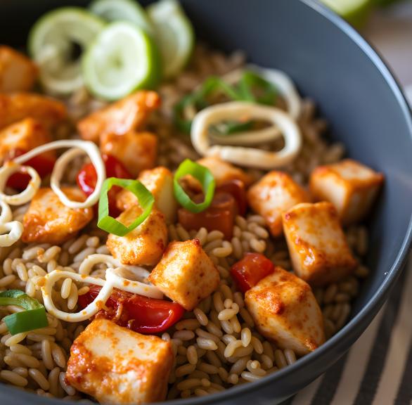 Hähnchen-One-Pot mit Reis und Halloumi
