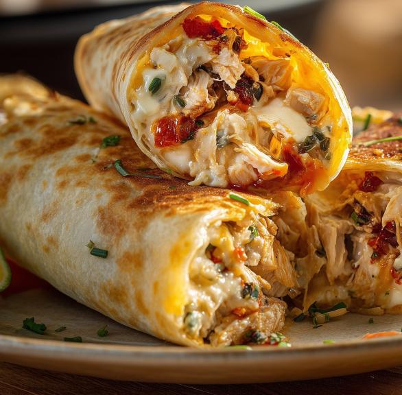 Frühstücks-Burrito mit Hähnchen & Hüttenkäse