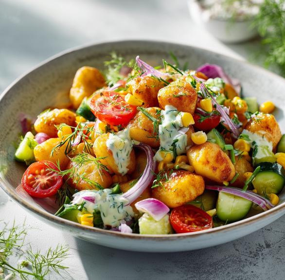 Gnocchi mit knackigem Gemüsesalat & Joghurt