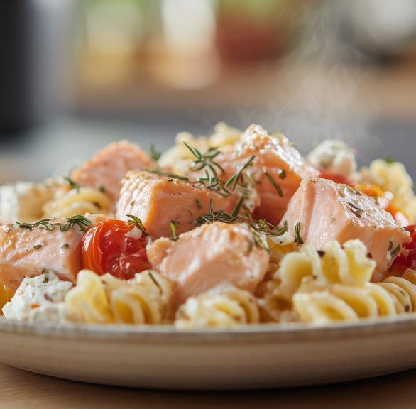 Lachs-Feta-Pasta