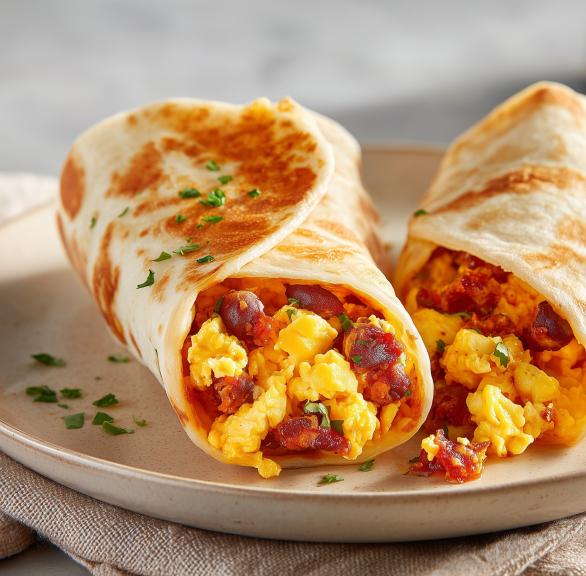 Frühstücks-Wrap mit Rührei und Chorizo