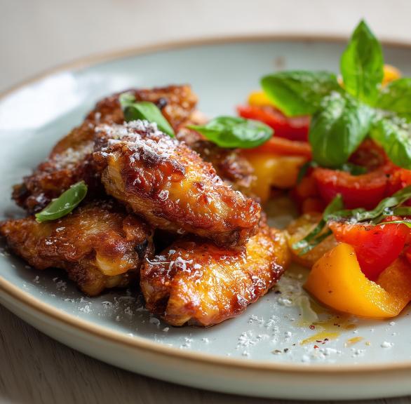 Hähnchenflügel mit Paprikasalat