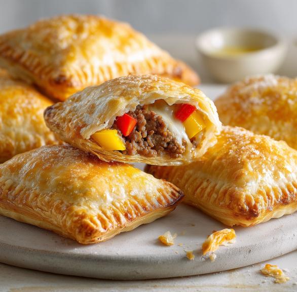 Knusprige Blätterteigtaschen mit Hackfleisch