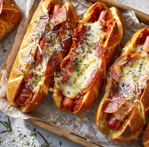 Pizza-Hot Dogs in 15 Minuten