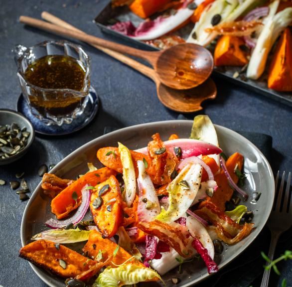 Lauwarmer Süßkartoffel-Chicorée-Salat