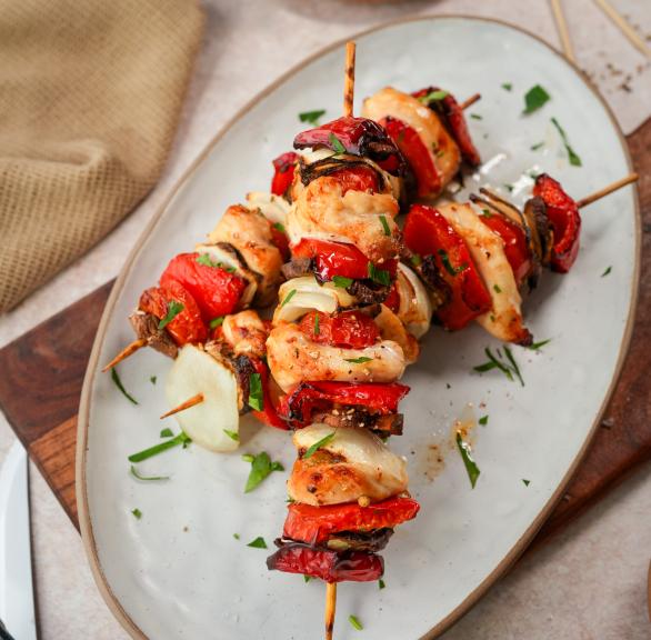 Hähnchen-Gemüse-Spieße