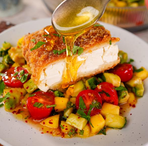 Crispy Fried Feta with Honey