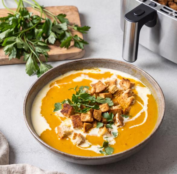 Geröstete Kürbissuppe mit Croutons