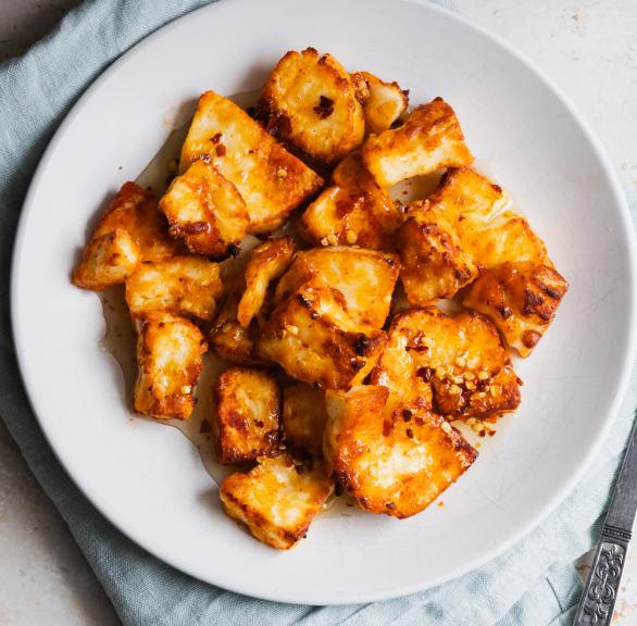 Halloumi Bites with Hot Honey Drizzle
