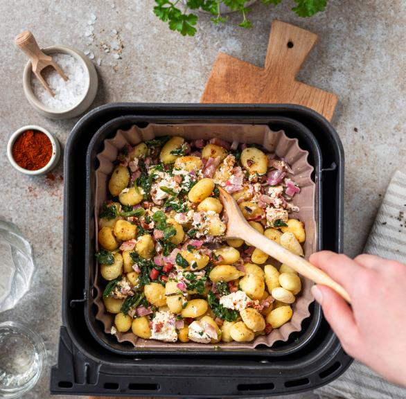 5-Zutaten-Gnocchi mit Feta und Schinken