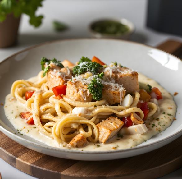 Einfache und schnelle Hähnchen-Sahne-Pasta