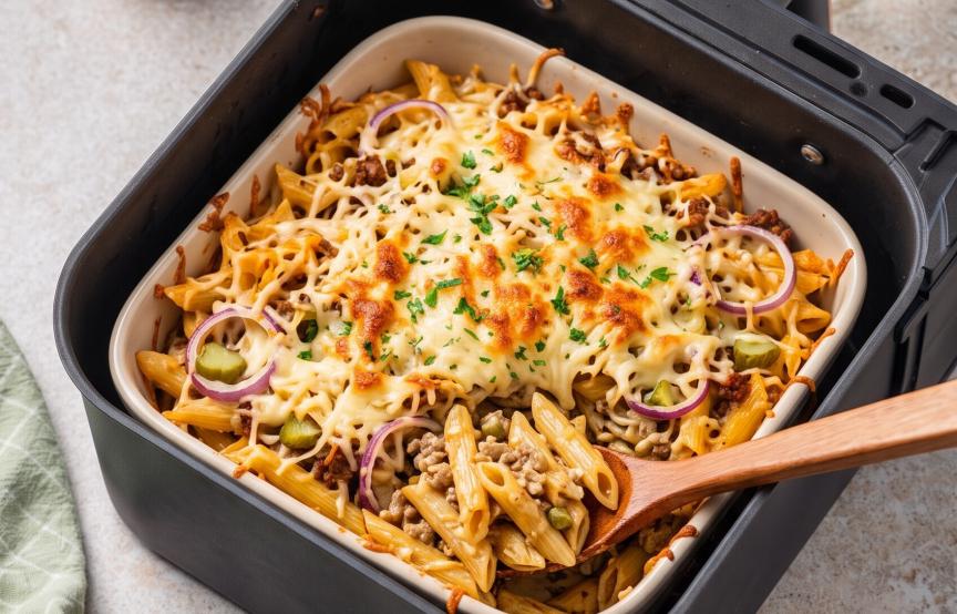 Einfacher Nudelauflauf mit Hack und Sahnesauce