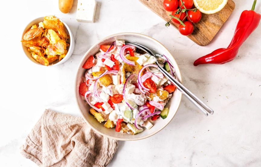 Griechischer Smashed Potato Salad