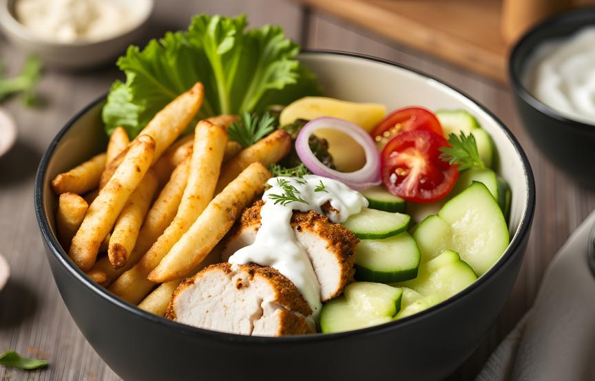 Pommdöner mit Salat & Sauce: Hähnchendöner-Box einfach selber machen