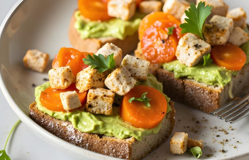 Karotten-Avocado-Toasts mit Tofu